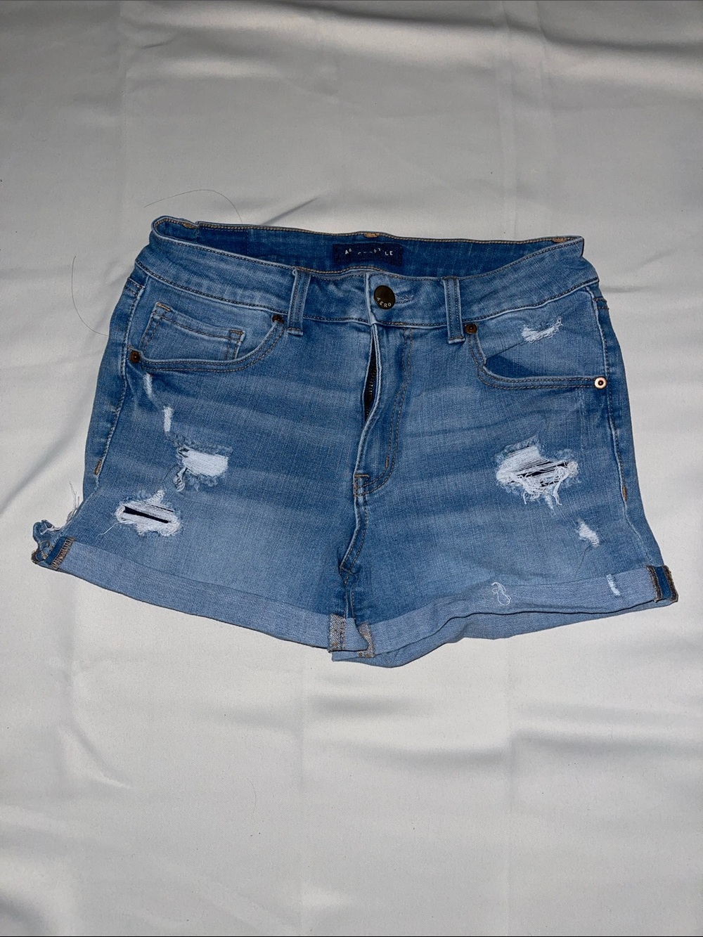 Aeropostale Medium Blue Distressed Denim Shorts
